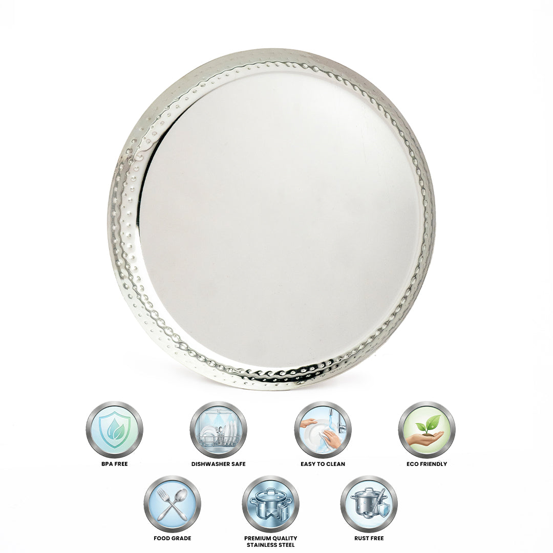 Stainless Steel Hammered Texture for Lunch/Dinner (Set of 6)