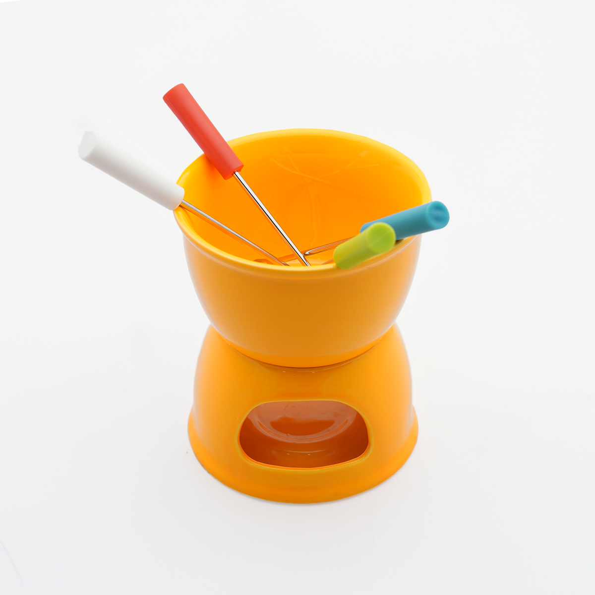 Ceramic Fondue Set with Stainless Steel Skewers, Perfect for Dinners,Christmas,Gifting & Parties