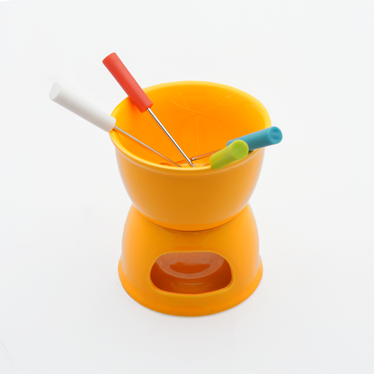 Ceramic Fondue Set with Stainless Steel Skewers, Perfect for Dinners,Christmas,Gifting & Parties