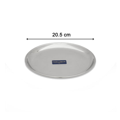 Cook N Serve Heavy-Guage Stainless Steel China Plates, Salad/ Snacks Plate(Set of 6)