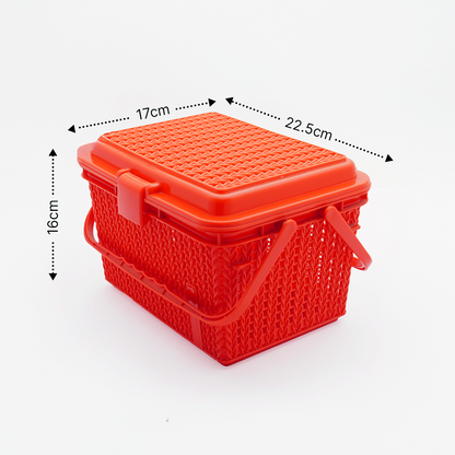 Picnic Basket Small with Lid and Handle, Ideal for Food Storage while travelling
