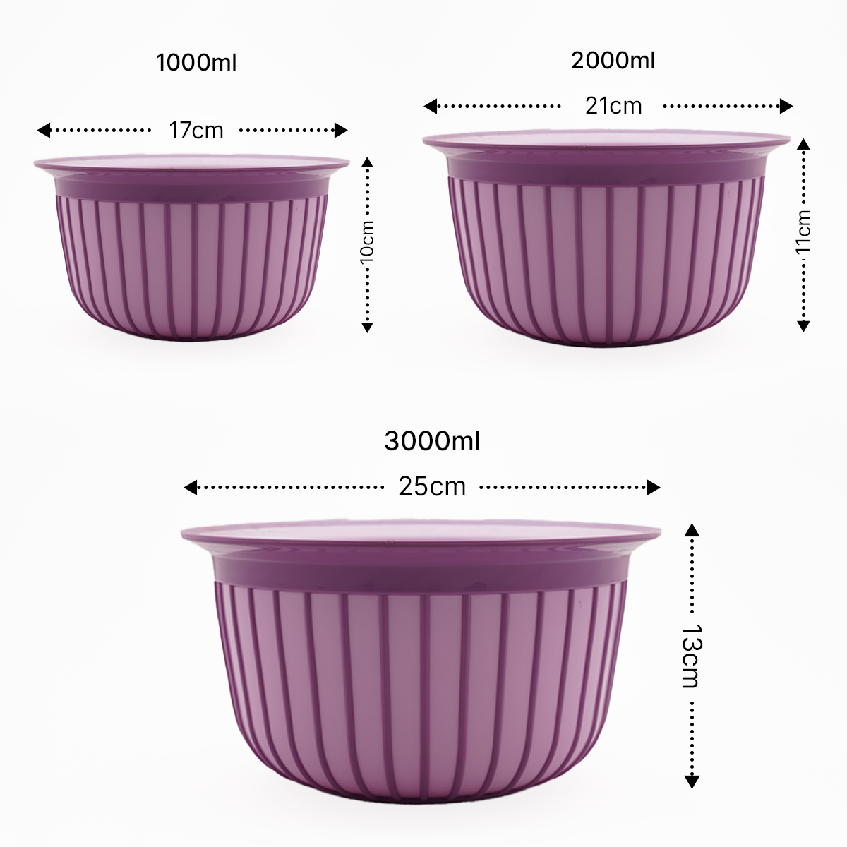 JOYO Home Linea Bowl set of 3 of different sizes, Ideal for mixing or storing