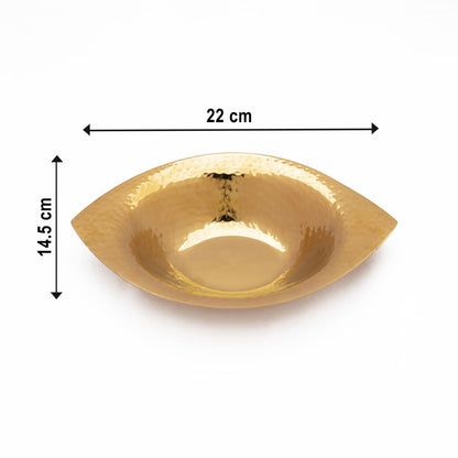 Hammered Design Oval dish with gold colour finish for serving  (Set of 6)