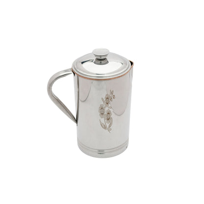Dual tone Stainless Steel Copper Floral Design Jug with Lid