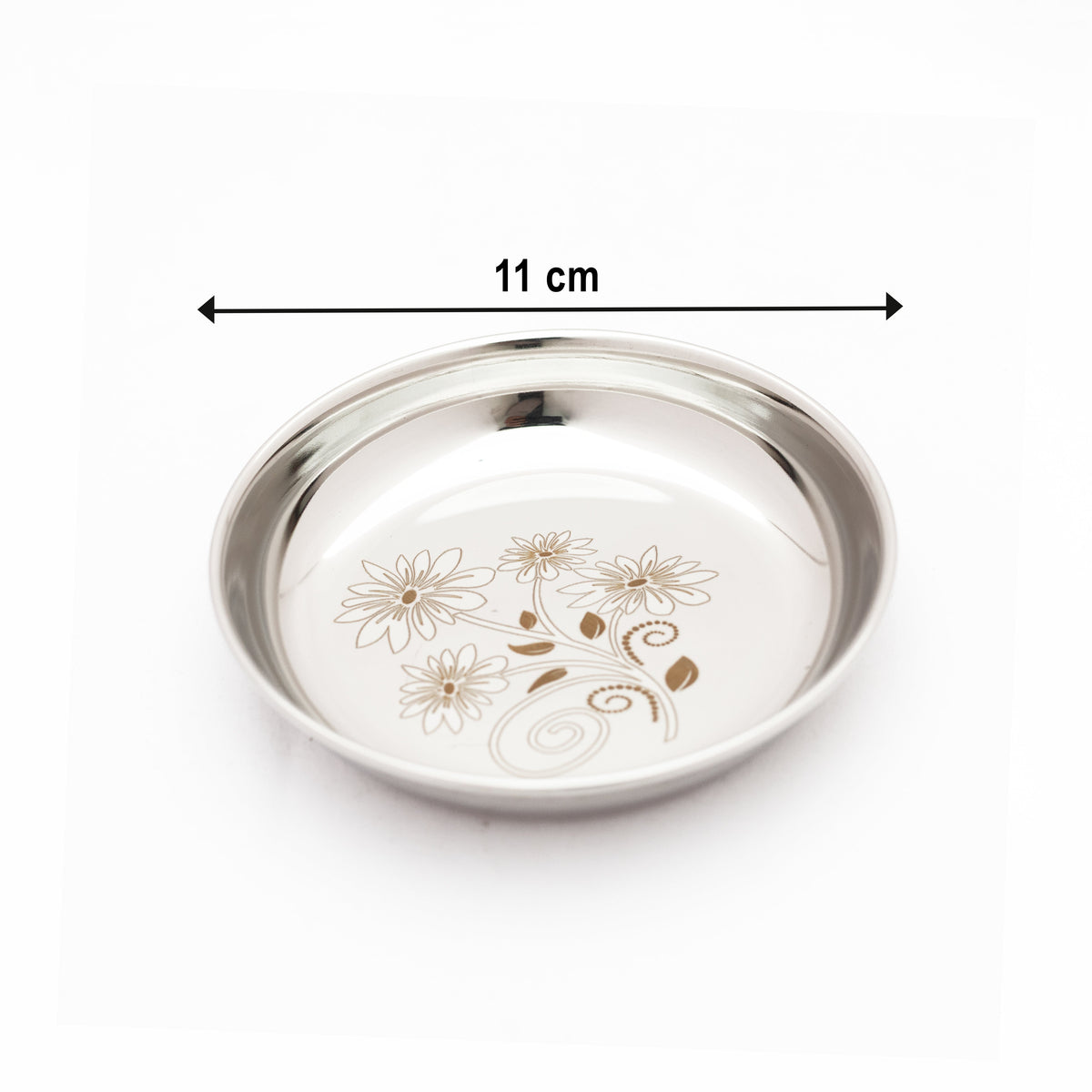 Stainless Steel laser design mirror finish Pudding/Halwa Plate for Deserts/Snacks/Sweets/Dry fruits (Set of 6)