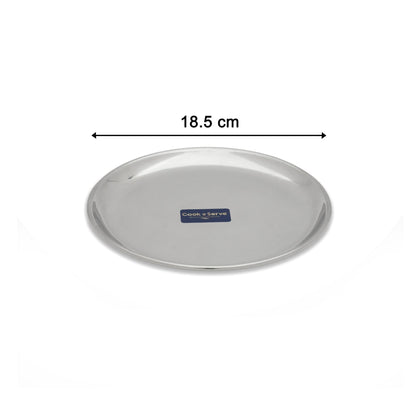 Cook N Serve Heavy-Guage Stainless Steel China Plates, Salad/ Snacks Plate(Set of 6)