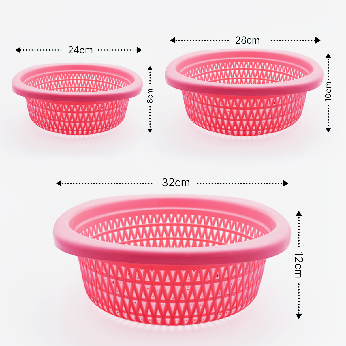 Milton Plastic Unbreakable Basket Set of Small, Medium & Large Basket without lid for storing Fruits,Vegetables