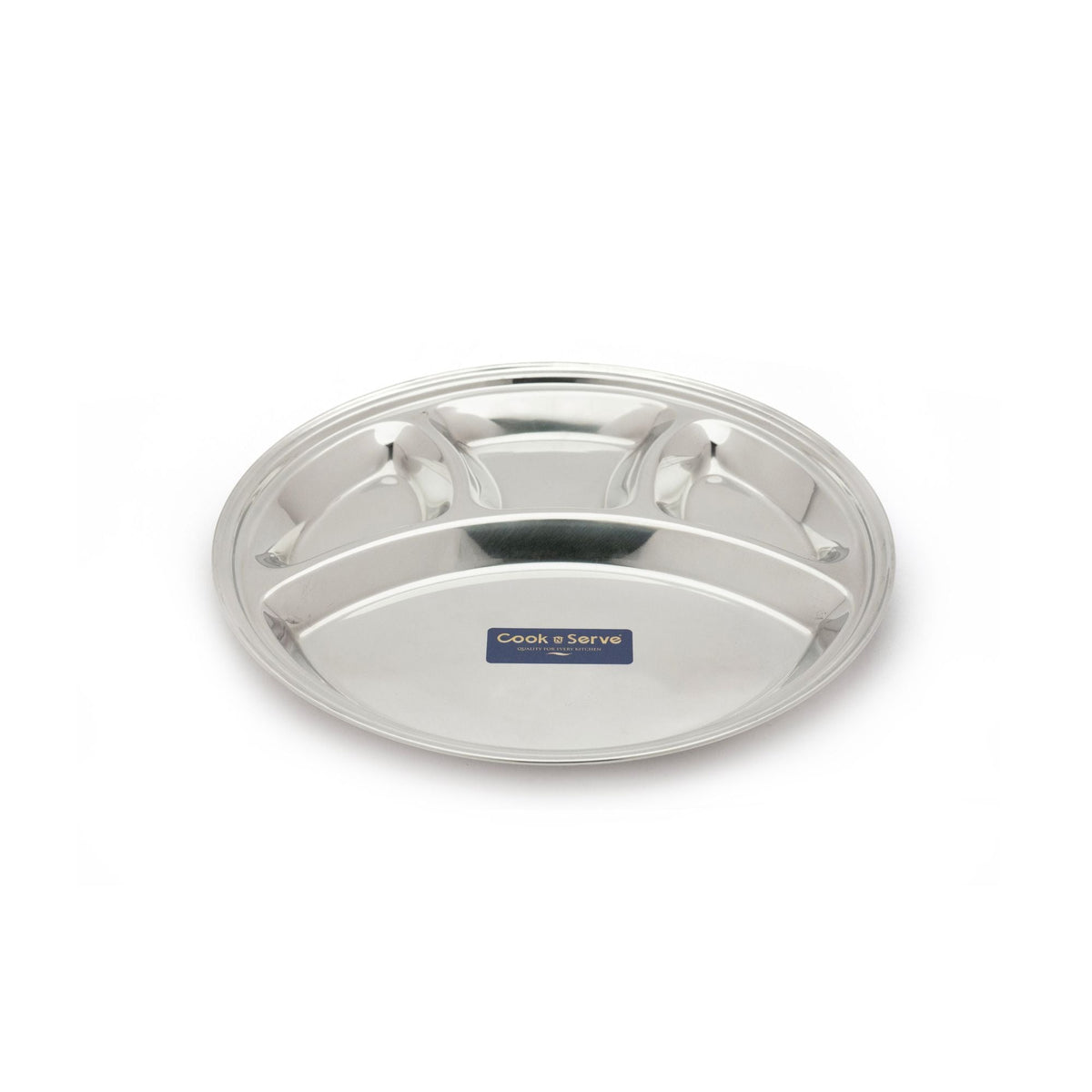 Stainless Steel Round 4 compartment Plate for Breakfast/lunch (Set of 6)