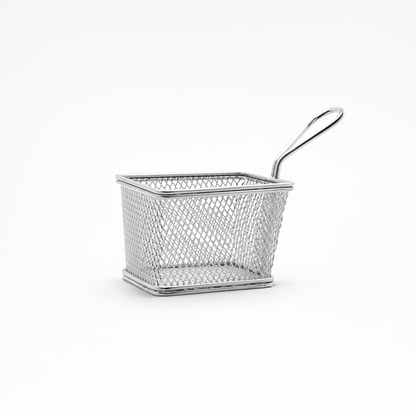 Stainless Steel Mini Square Fry Basket for Serving French Fries and Friend Snacks (Set of 6)