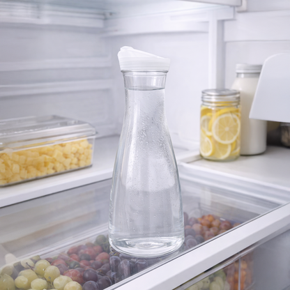 Clear Carafe W/Flip Open Lid - Ideal Juice Bottle, Clear Pitcher with Lid, Tea Pitcher, Water Carafe