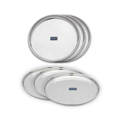 Cook N Serve Stainless Steel Kanchan Bogi Plate Breakfast, Lunch/Dinner Plate(Set of 6)